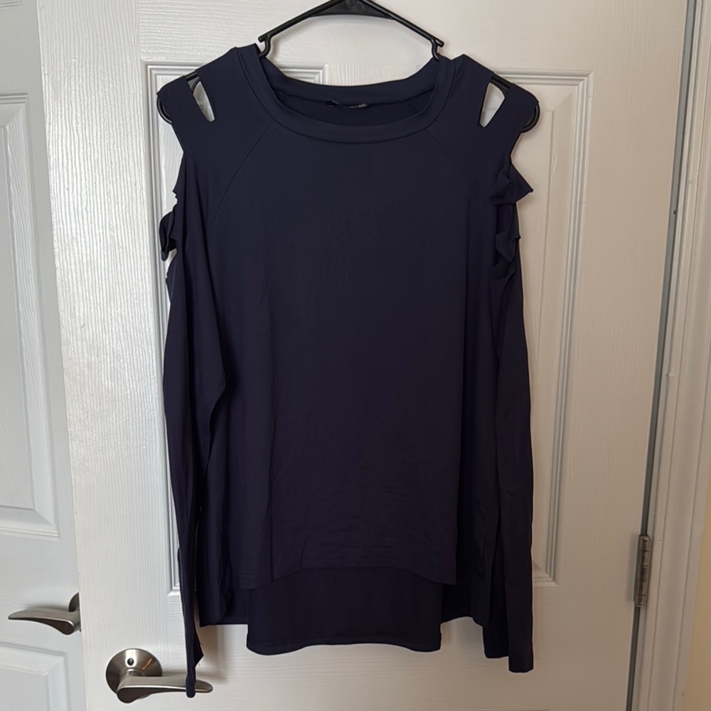Women's Navy Cold Shoulder Top